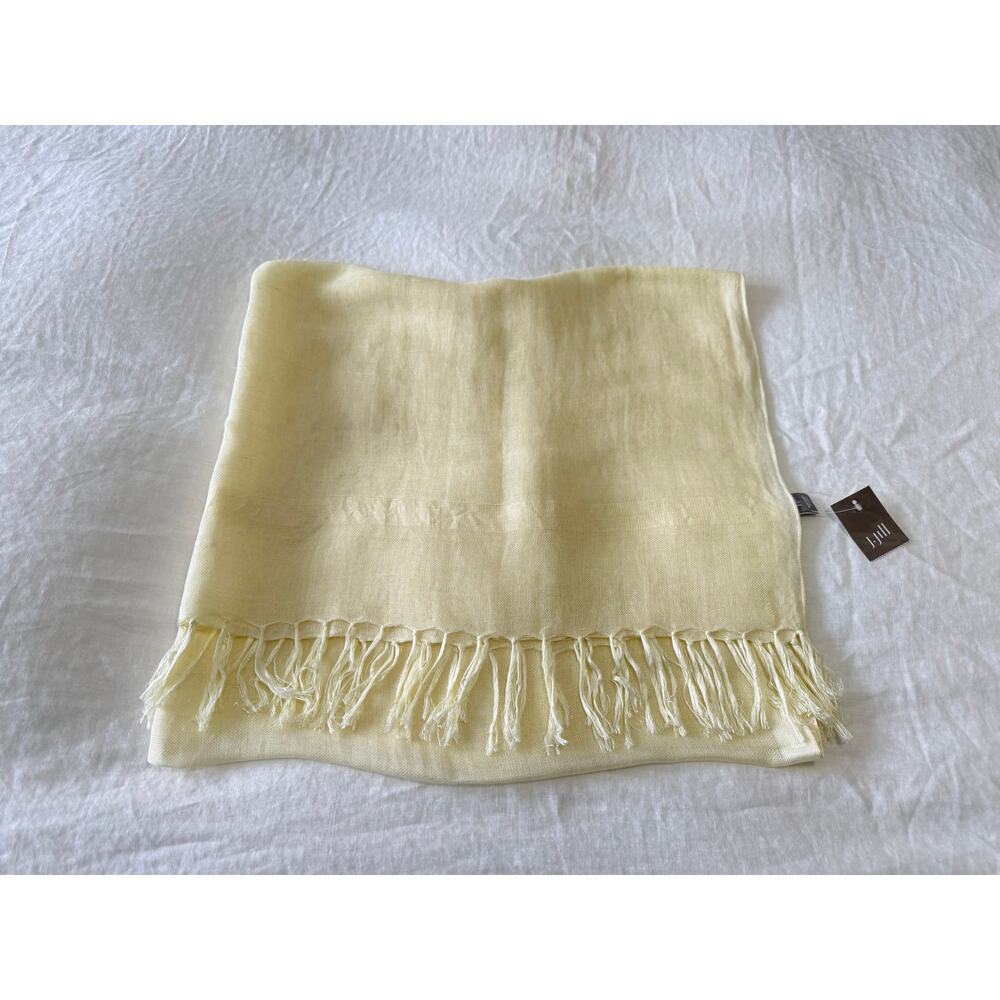J. Jill | One Size | 36x65” Yellow Linen Blend Fringed Scarf | Spring Luxury NWT